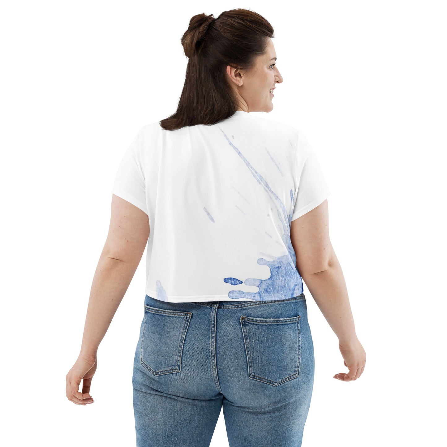 Watercolour Blue Splash - Womens Crop Tee
