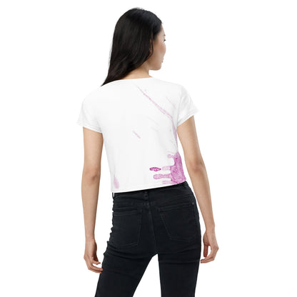 Watercolour Pink Splash - Womens Crop Tee