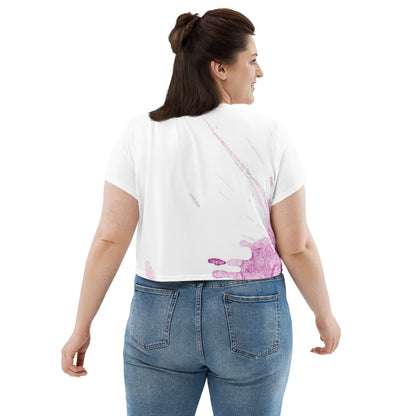 Watercolour Pink Splash - Womens Crop Tee