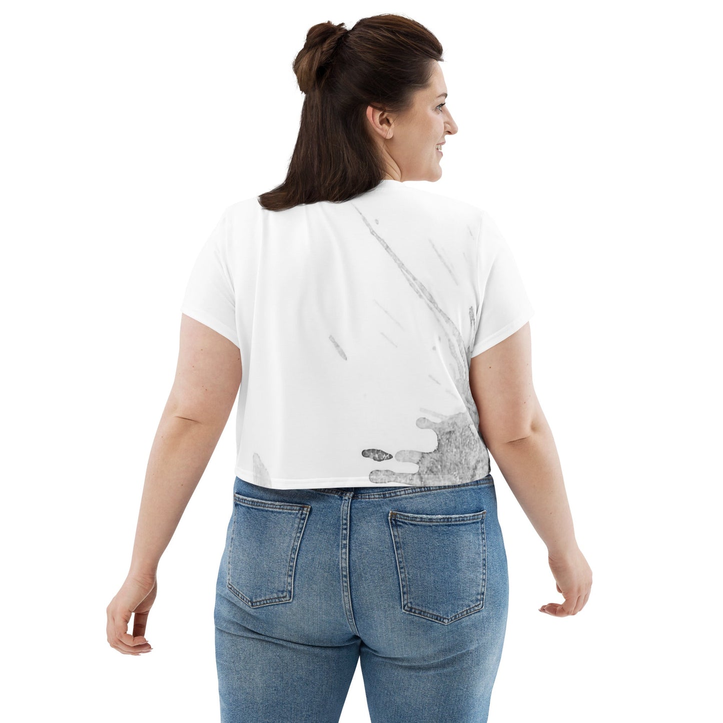 Watercolour Grey Splash - Womens Crop Tee