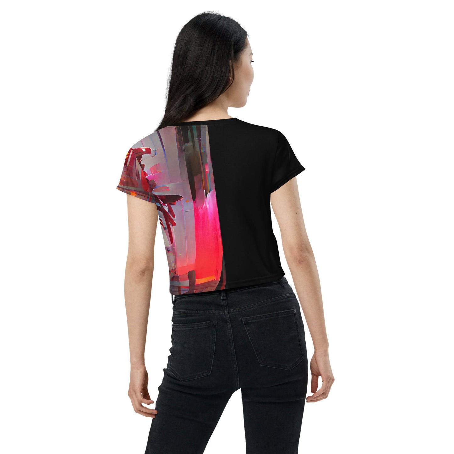 Half Black Half Báijiǔ - Womens Crop Tee
