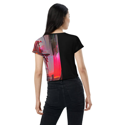 Half Black Half Báijiǔ - Womens Crop Tee