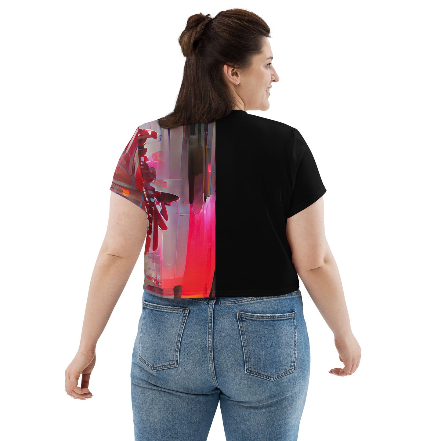 Half Black Half Báijiǔ - Womens Crop Tee