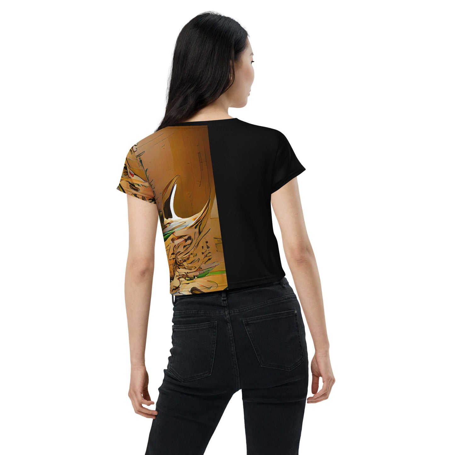 Half Black Half Gāolàng - Womens Crop Tee