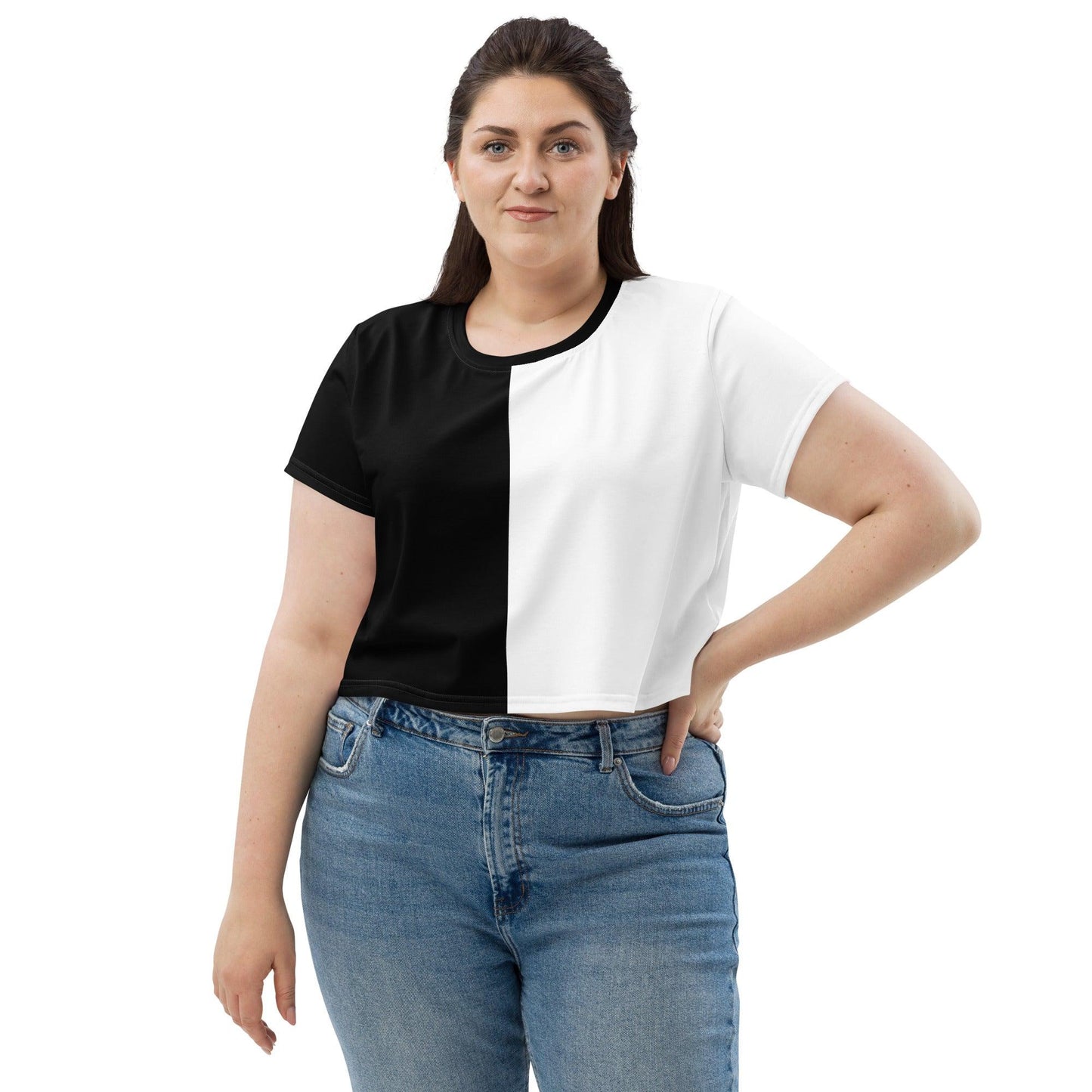Half Black Half White - Womens Crop Tee