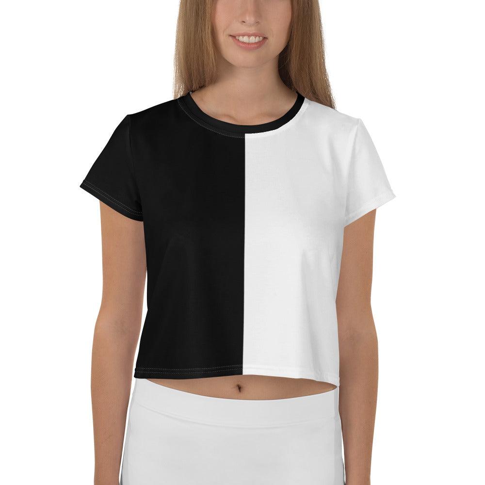 Half Black Half White - Womens Crop Tee