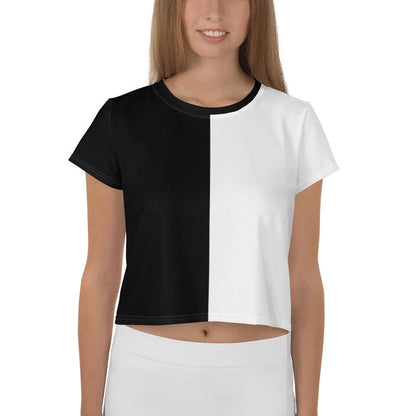 Half Black Half White - Womens Crop Tee