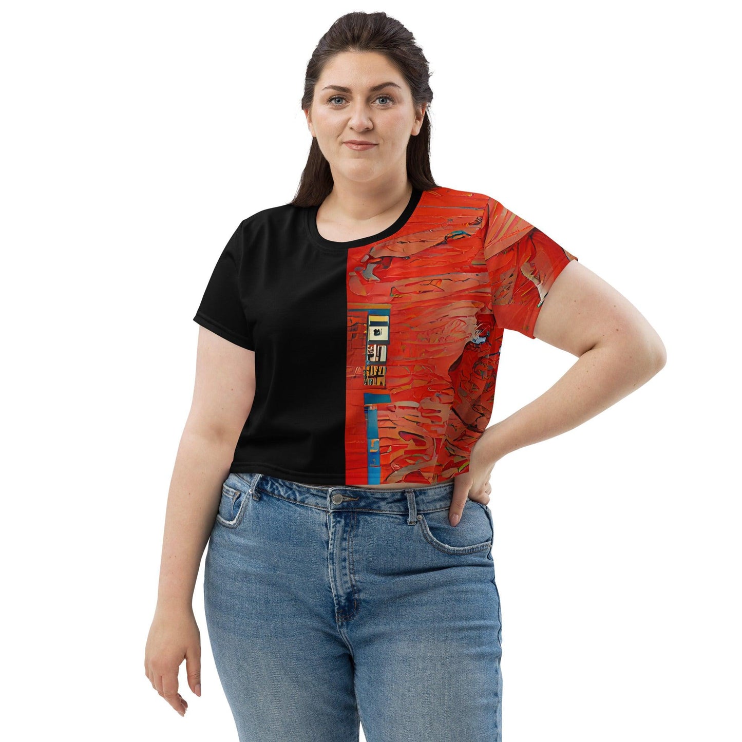 Half Black Half Hónghǎi - Womens Crop Tee