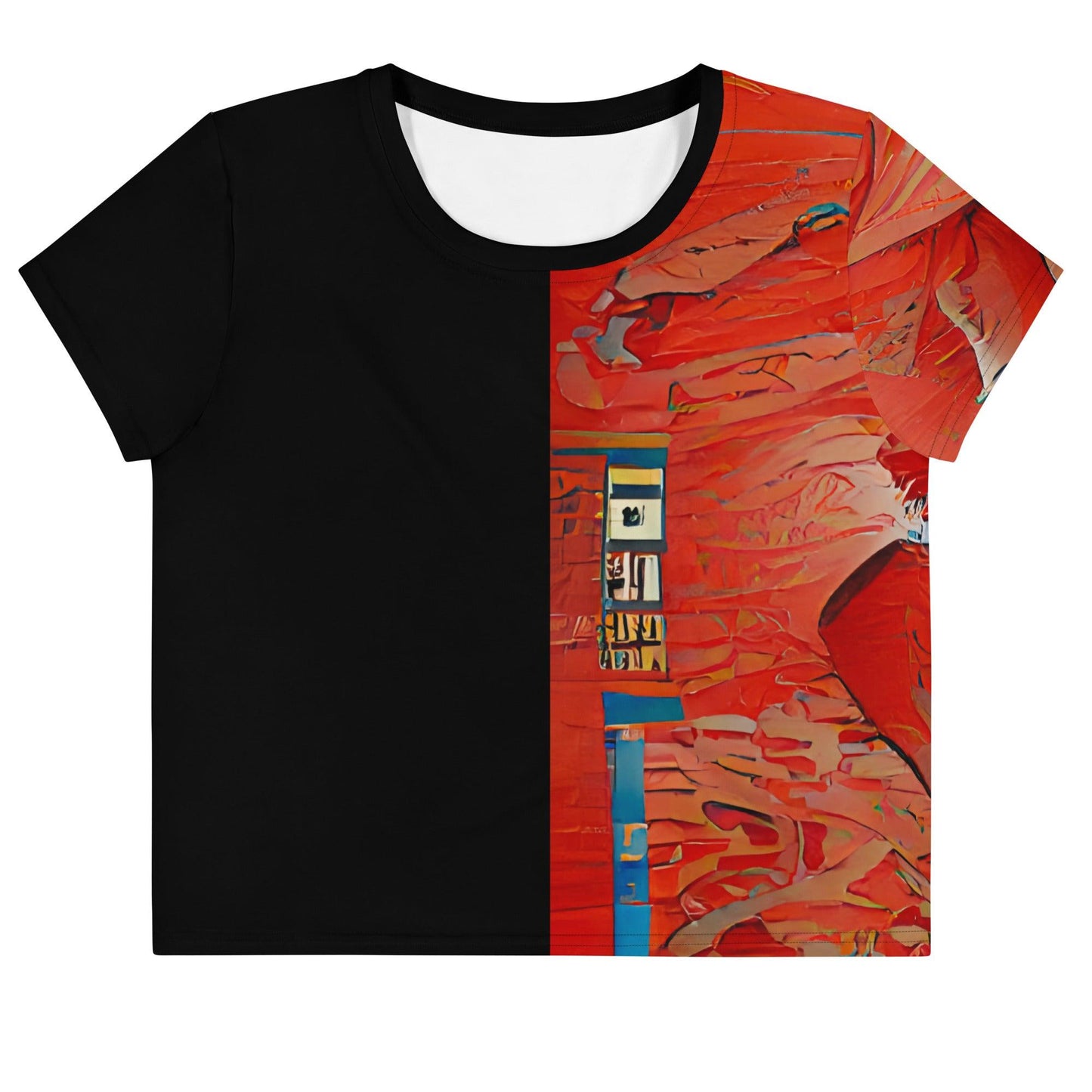 Half Black Half Hónghǎi - Womens Crop Tee
