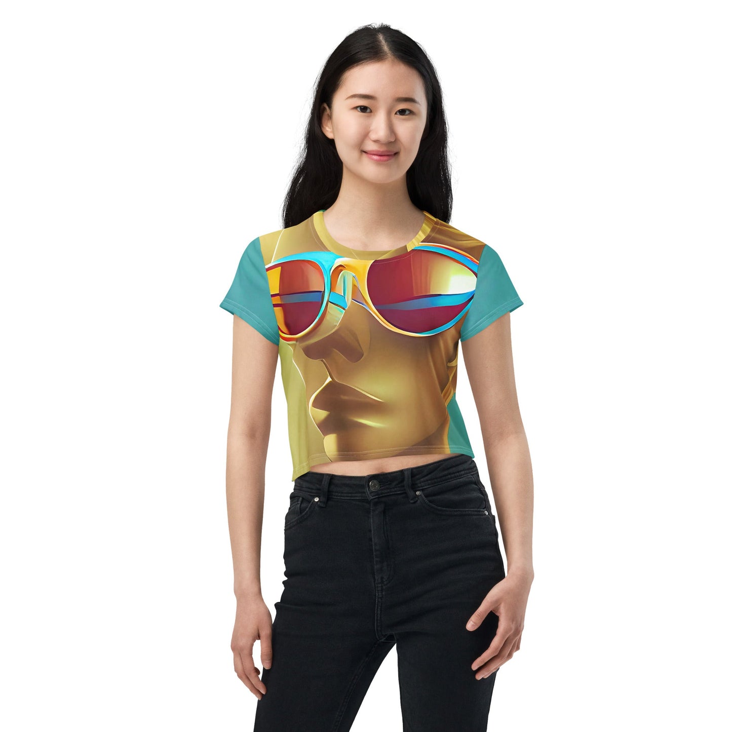 Retro Cool Blue - Womens Crop Tee