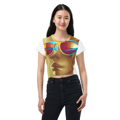 Retro Cool White - Womens Crop Tee