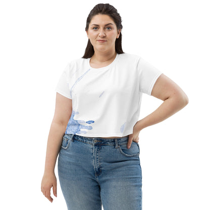 Watercolour Blue Splash - Womens Crop Tee