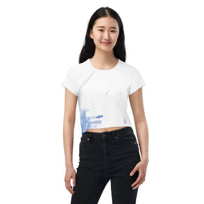 Watercolour Blue Splash - Womens Crop Tee