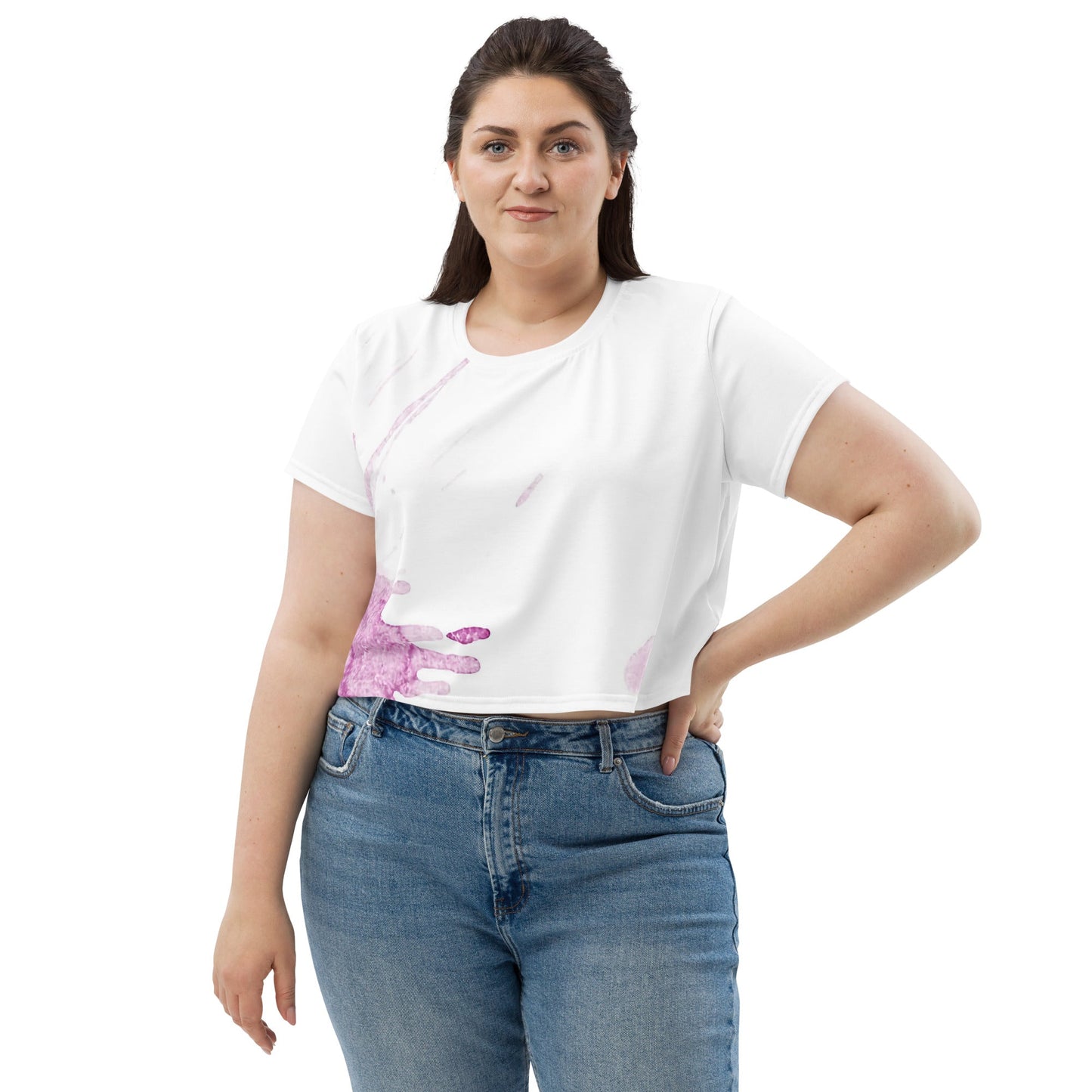Watercolour Pink Splash - Womens Crop Tee
