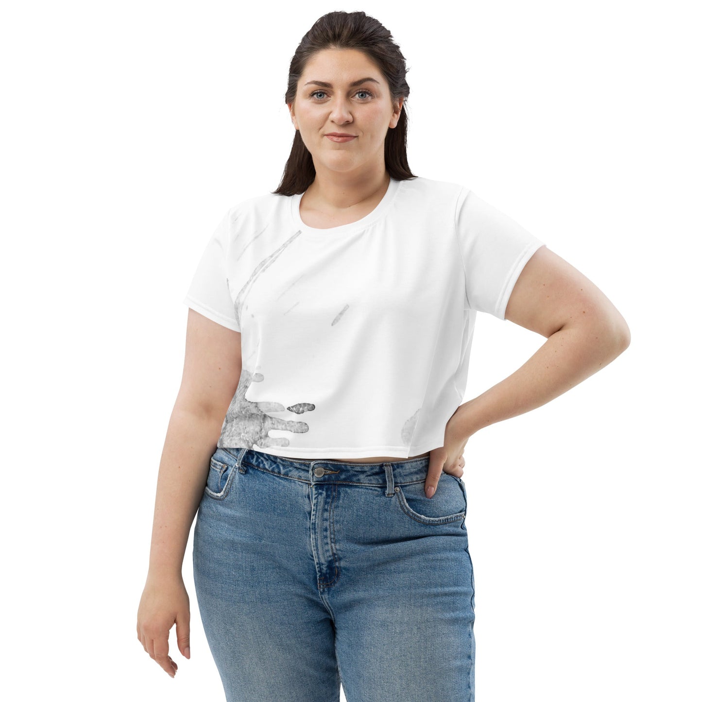 Watercolour Grey Splash - Womens Crop Tee