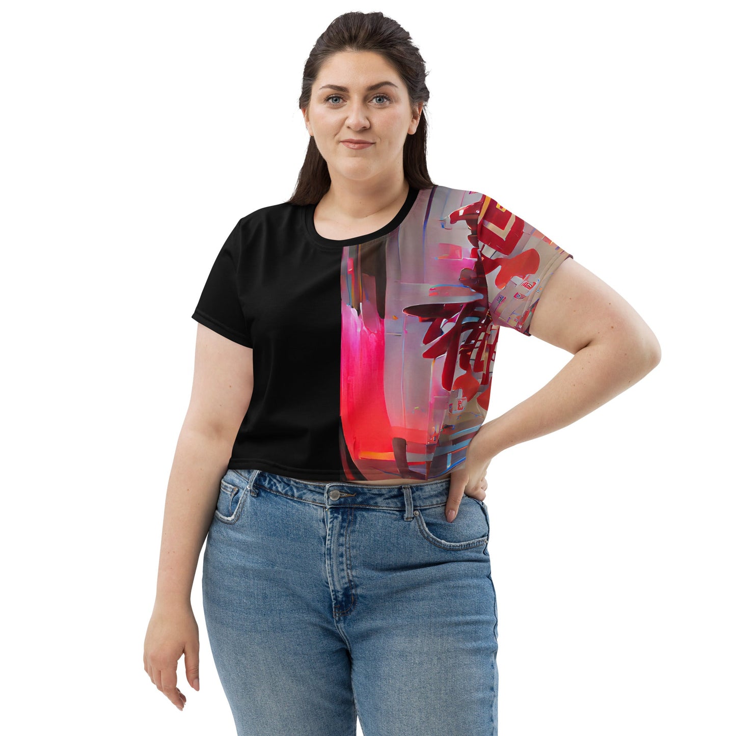 Half Black Half Báijiǔ - Womens Crop Tee