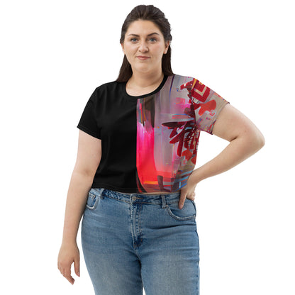 Half Black Half Báijiǔ - Womens Crop Tee