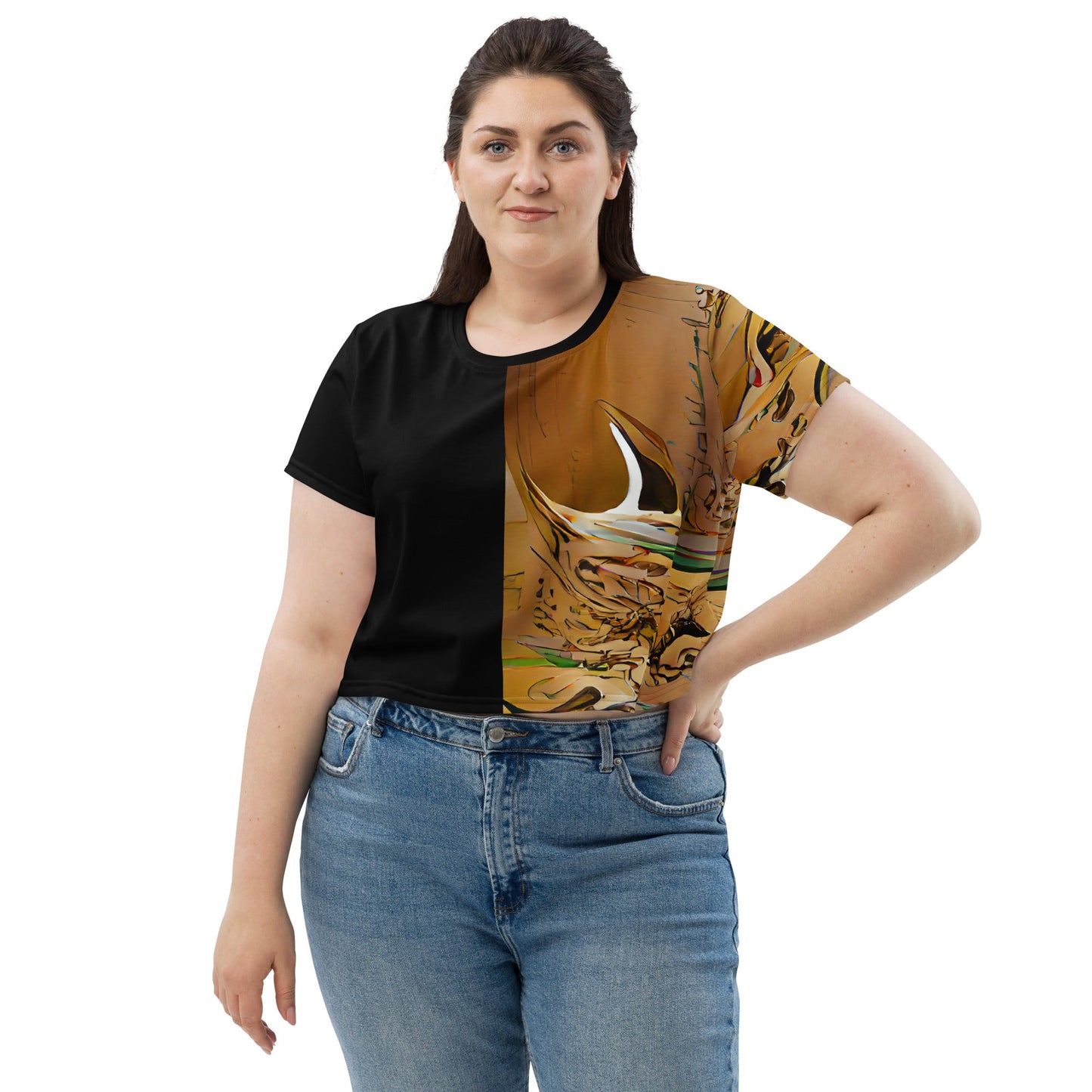 Half Black Half Gāolàng - Womens Crop Tee