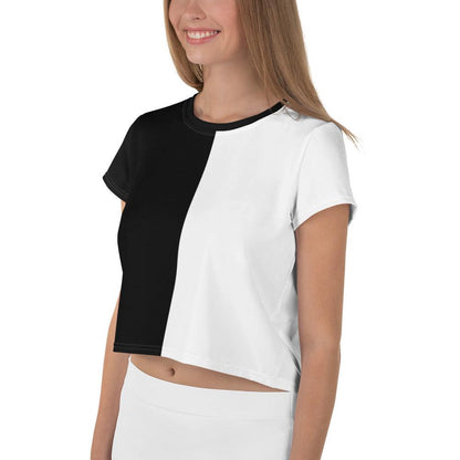 Half Black Half White - Womens Crop Tee