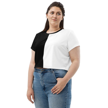 Half Black Half White - Womens Crop Tee
