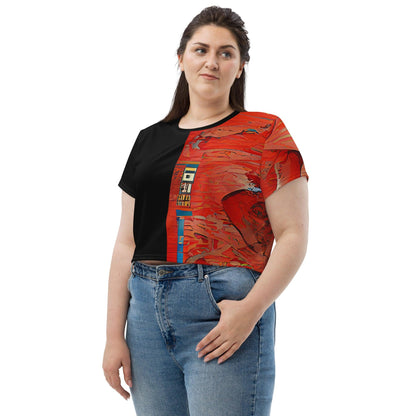 Half Black Half Hónghǎi - Womens Crop Tee