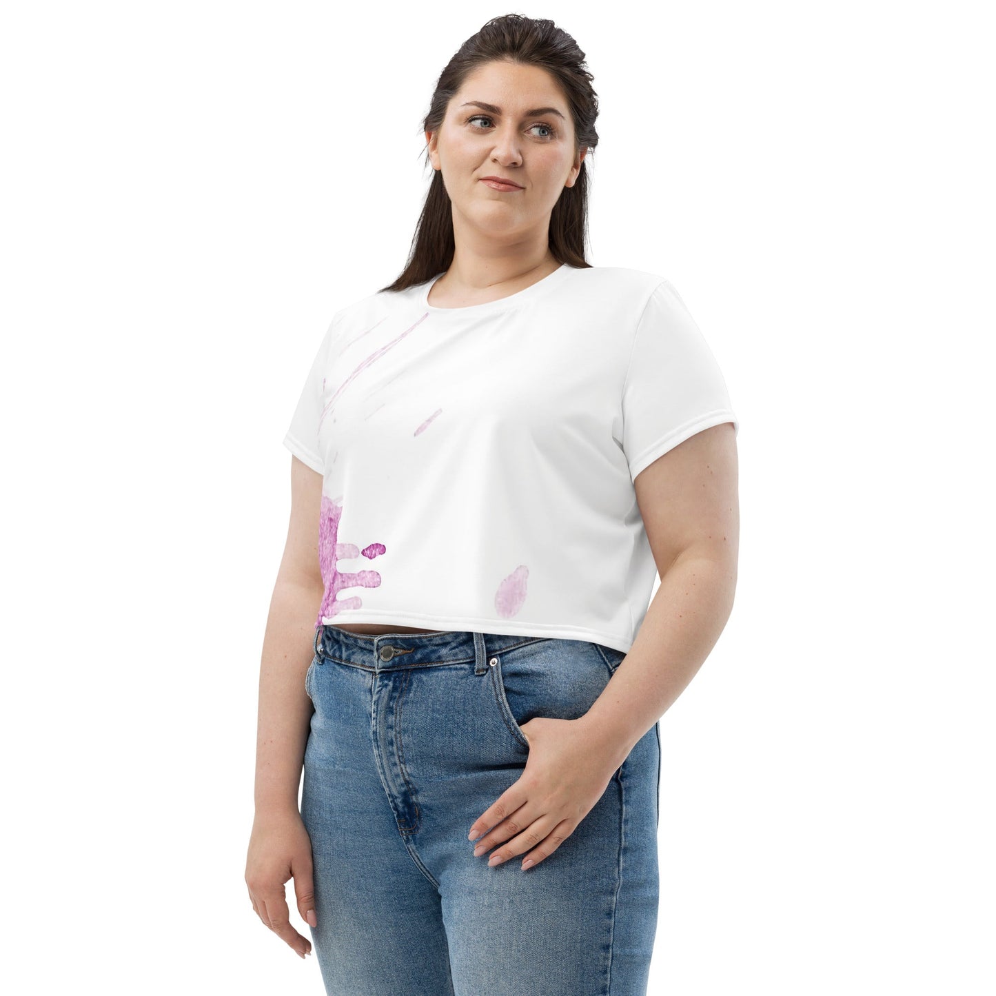 Watercolour Pink Splash - Womens Crop Tee