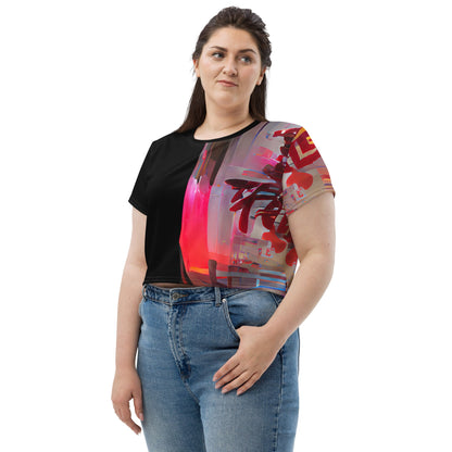 Half Black Half Báijiǔ - Womens Crop Tee