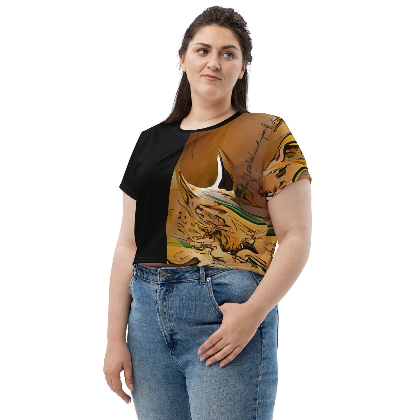 Half Black Half Gāolàng - Womens Crop Tee