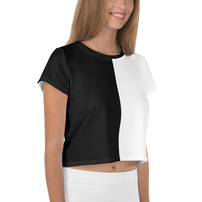 Half Black Half White - Womens Crop Tee