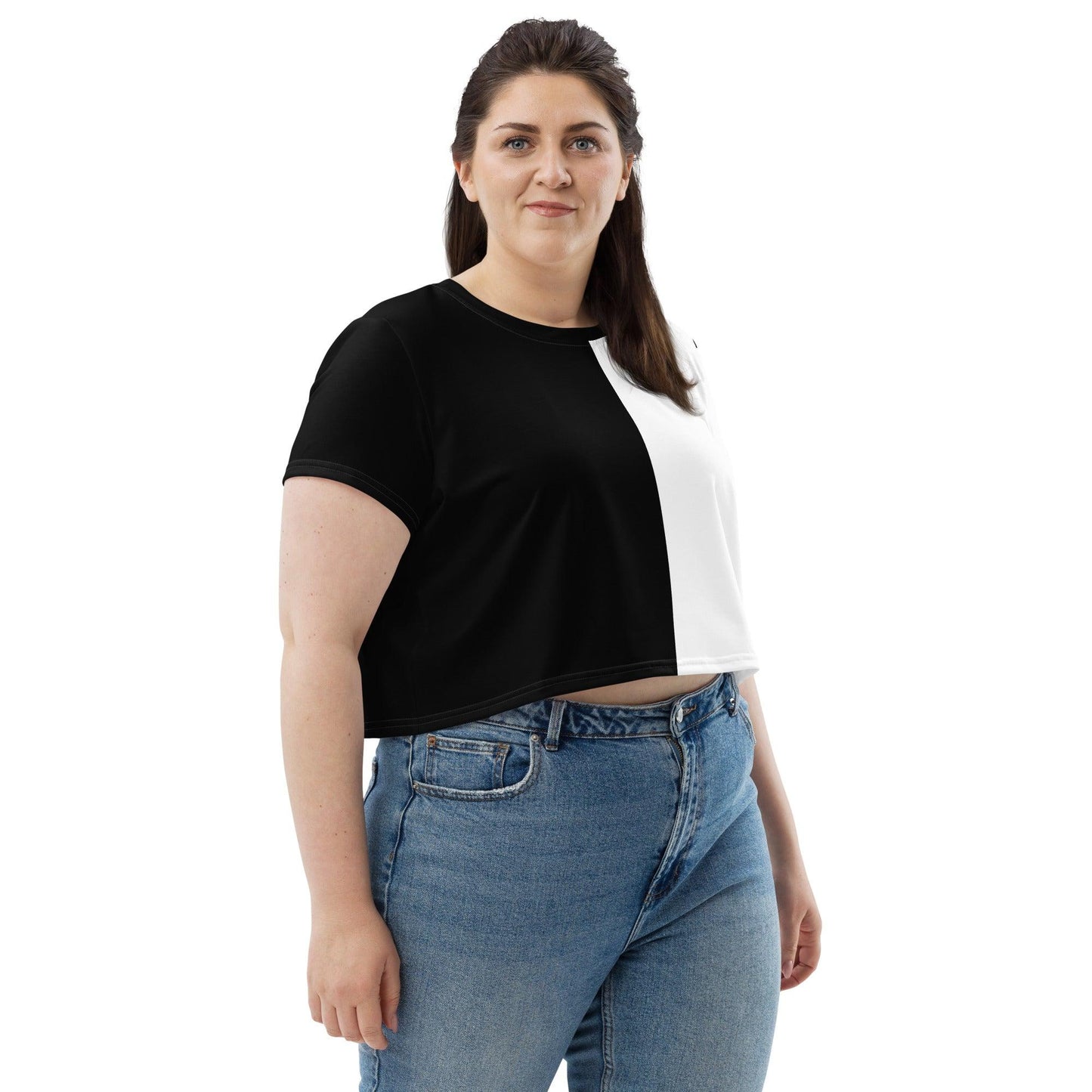 Half Black Half White - Womens Crop Tee