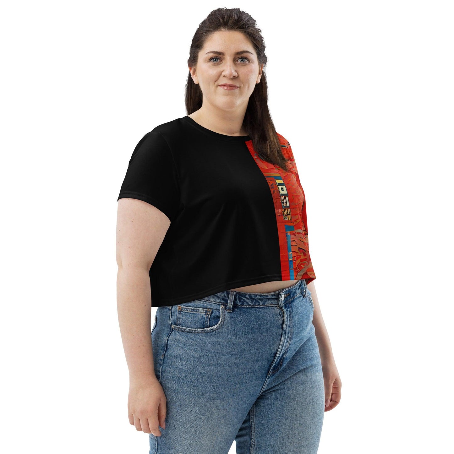 Half Black Half Hónghǎi - Womens Crop Tee