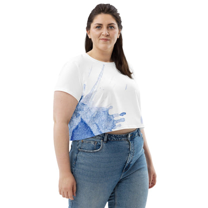 Watercolour Blue Splash - Womens Crop Tee
