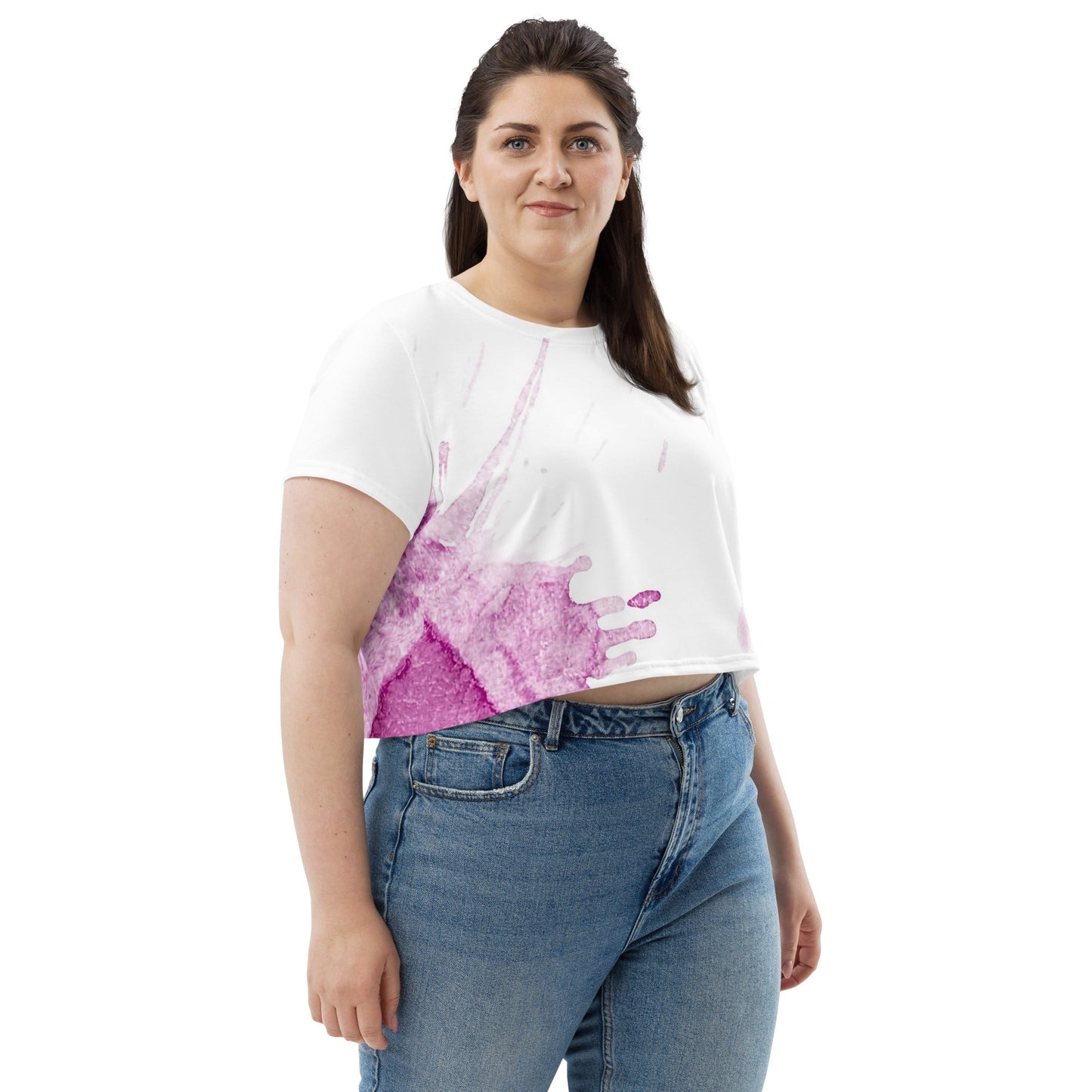 Watercolour Pink Splash - Womens Crop Tee