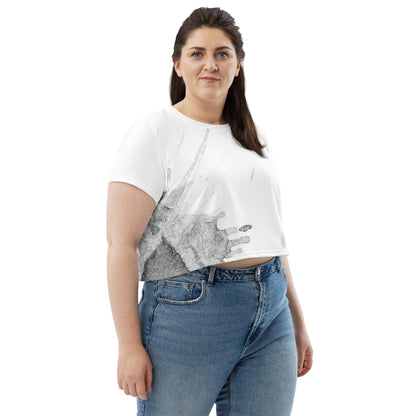 Watercolour Grey Splash - Womens Crop Tee