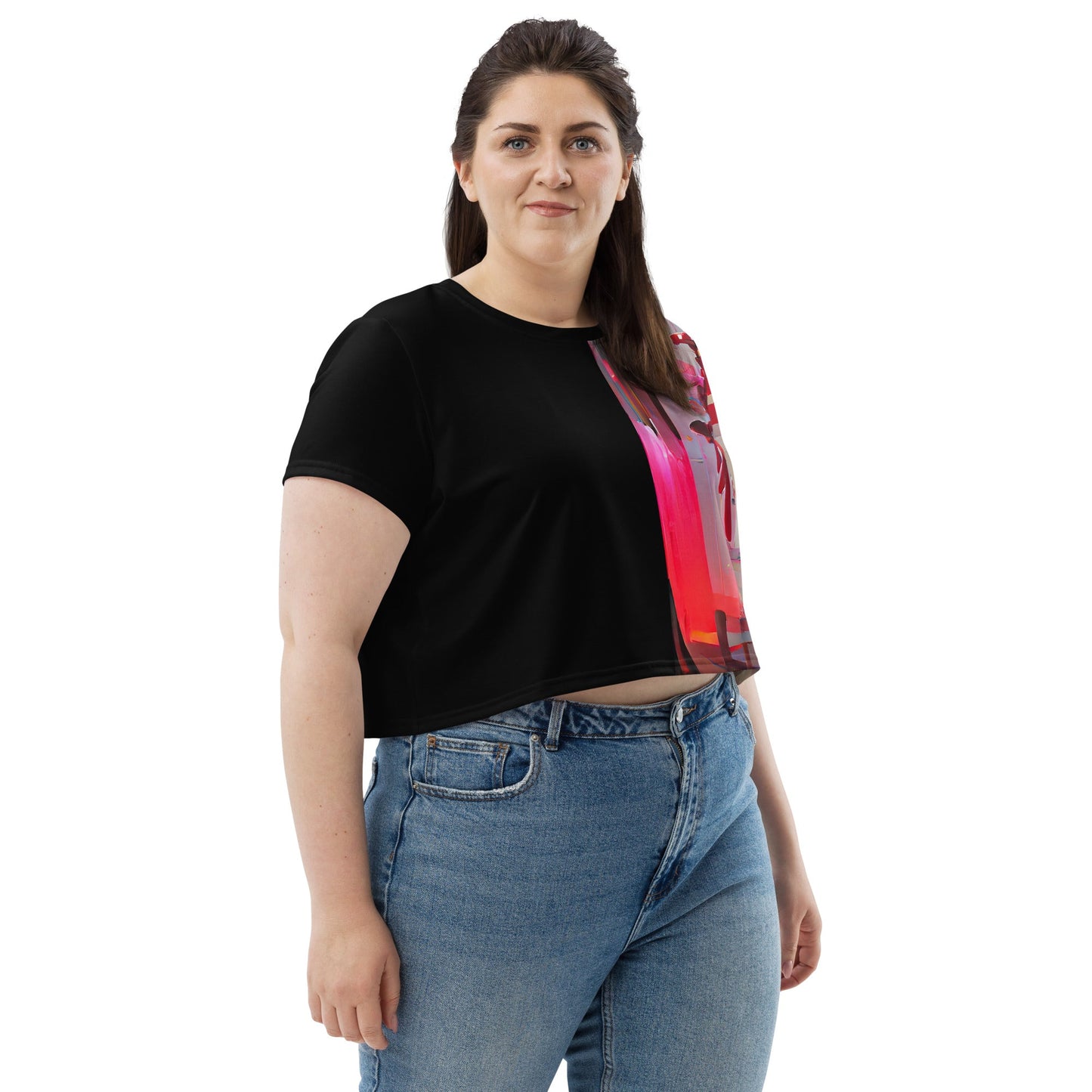 Half Black Half Báijiǔ - Womens Crop Tee