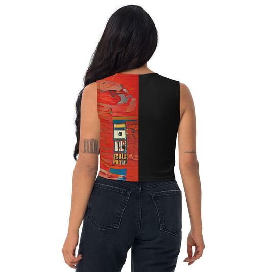Half Black Half Hónghǎi - Womens Crop Top