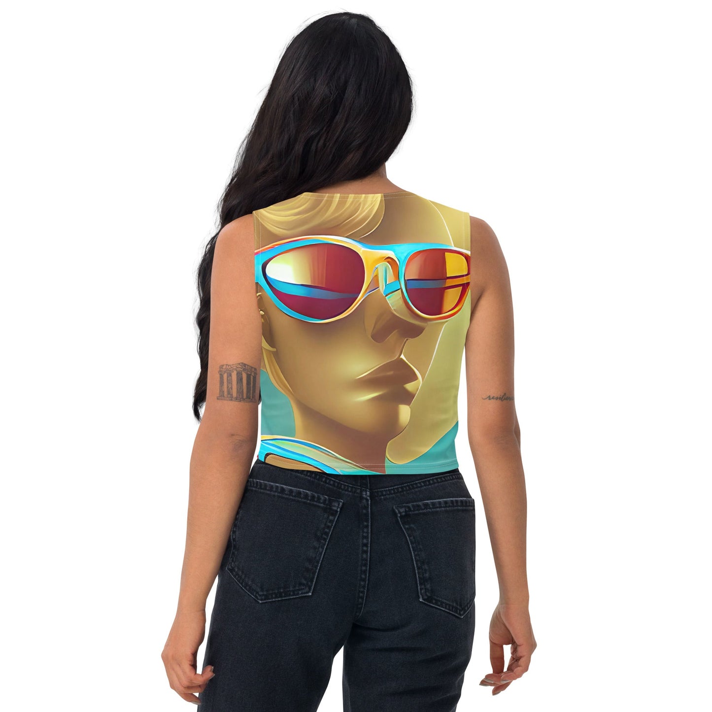 Retro Cool Blue - Womens Crop Top
