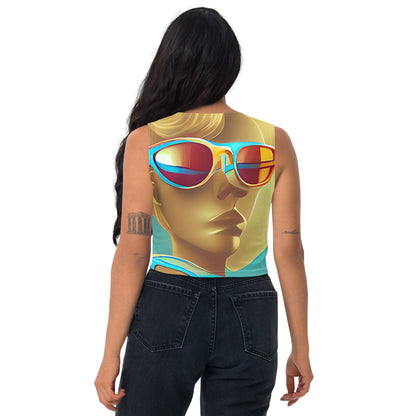 Retro Cool Blue - Womens Crop Top