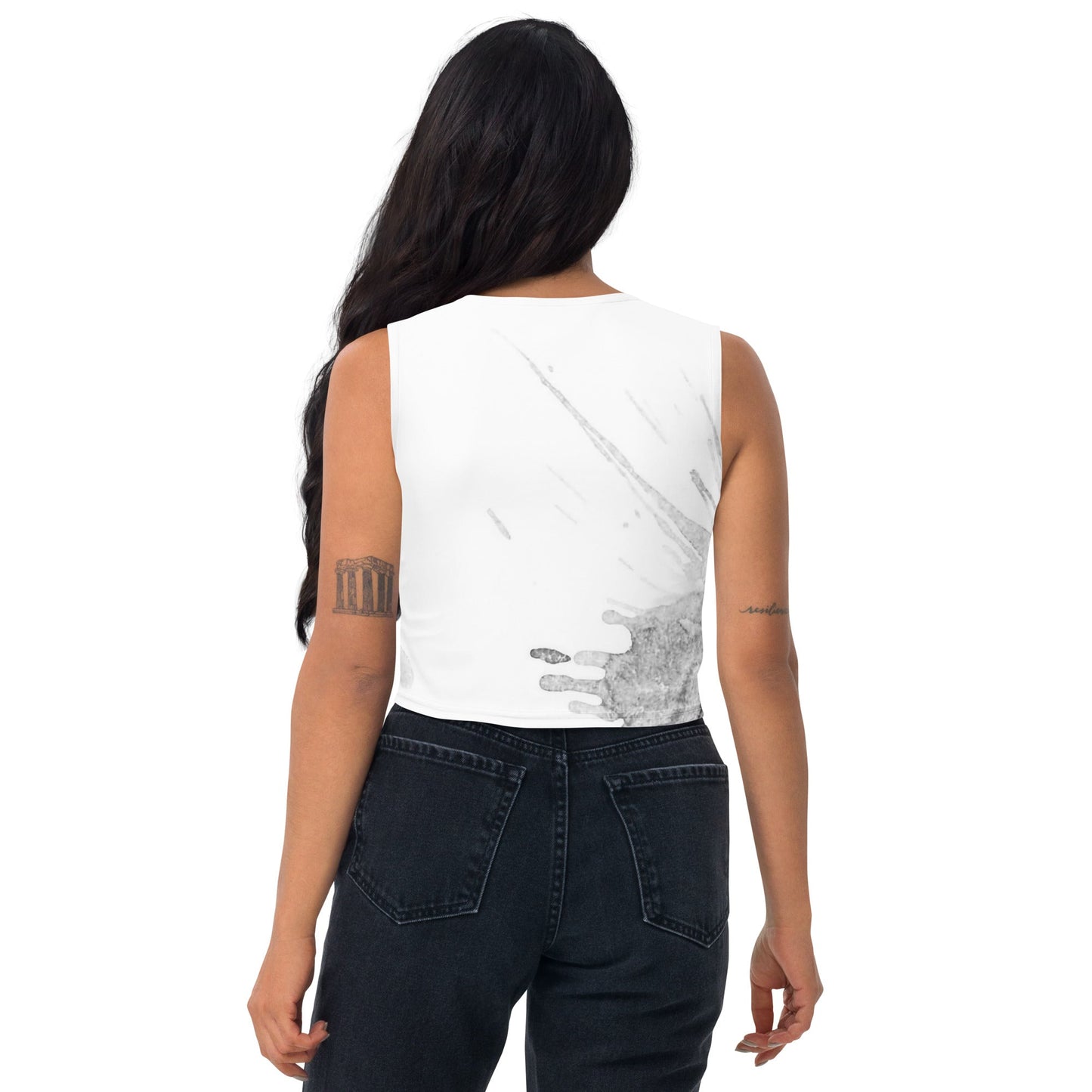 Watercolour Grey Splash - Womens Crop Top