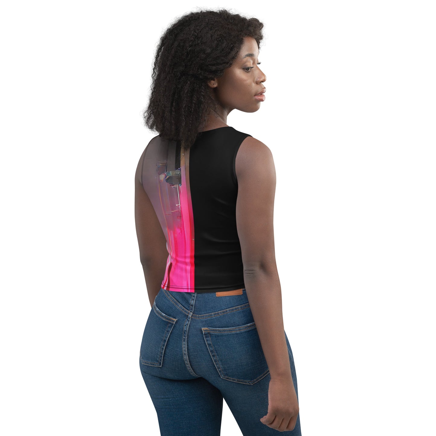 Half Black Half Báijiǔ - Womens Crop Top