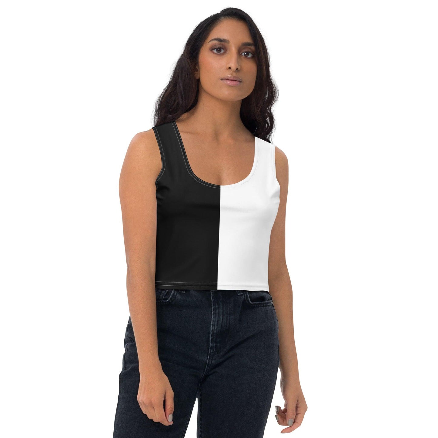 Half Black Half White - Womens Crop Top