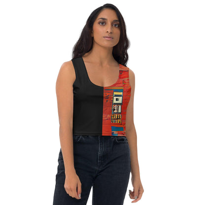 Half Black Half Hónghǎi - Womens Crop Top