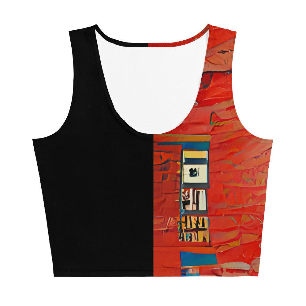 Half Black Half Hónghǎi - Womens Crop Top
