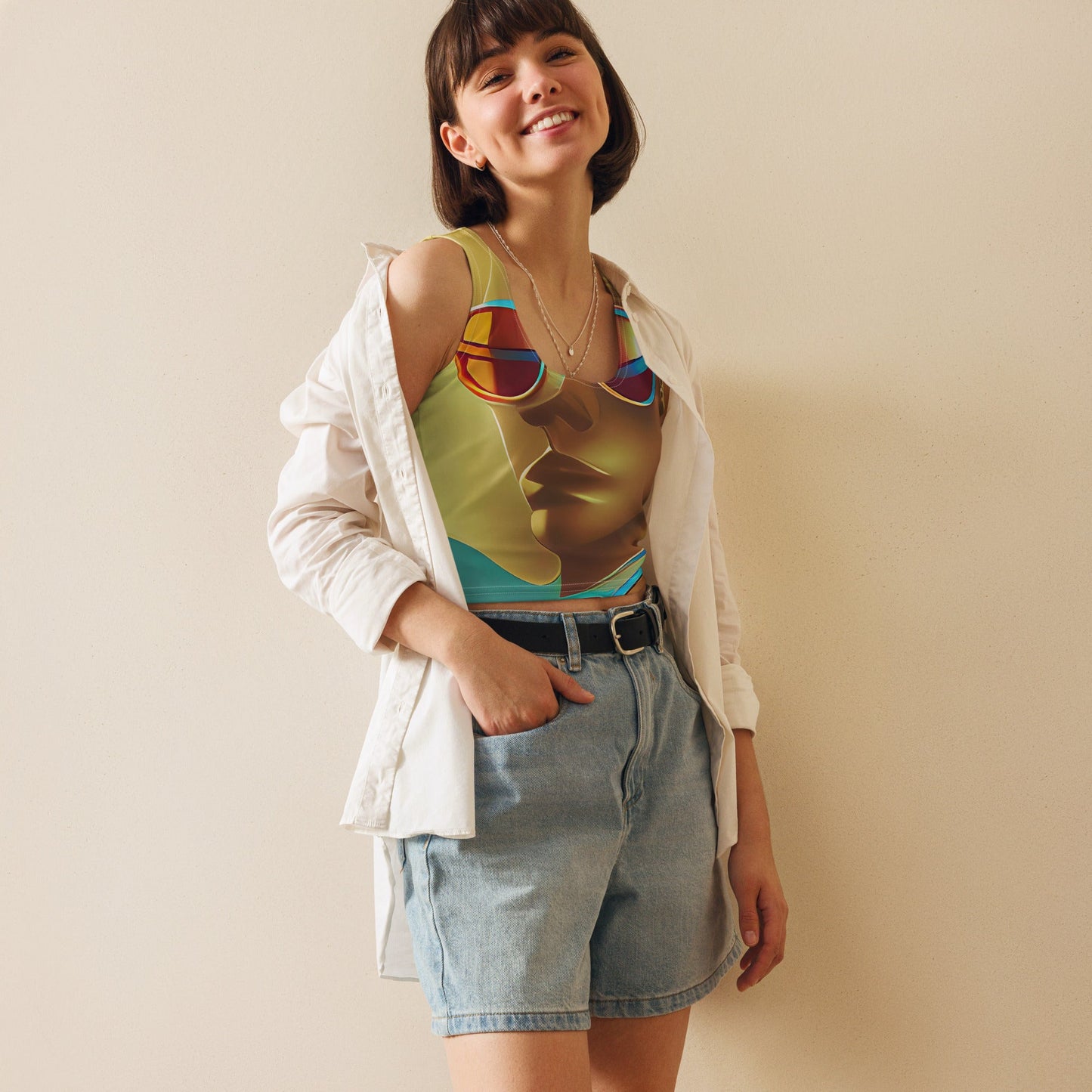 Retro Cool Blue - Womens Crop Top