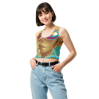 Retro Cool Blue - Womens Crop Top