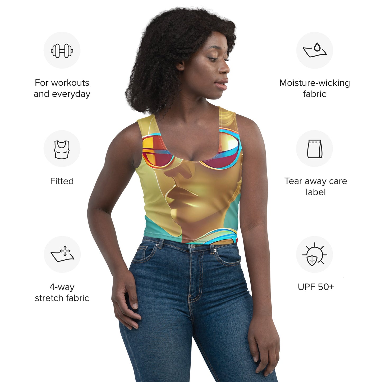 Retro Cool Blue - Womens Crop Top
