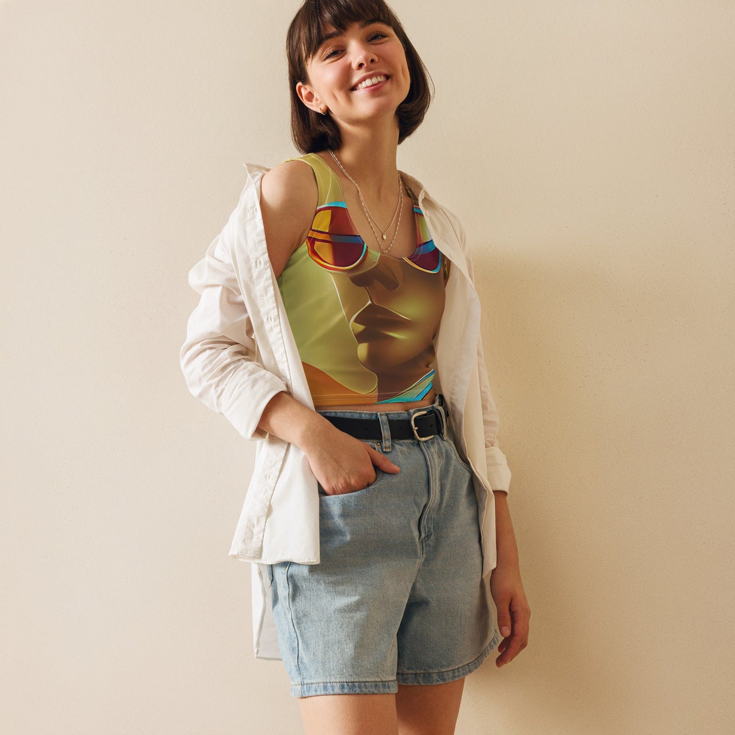 Retro Cool Orange - Womens Crop Top
