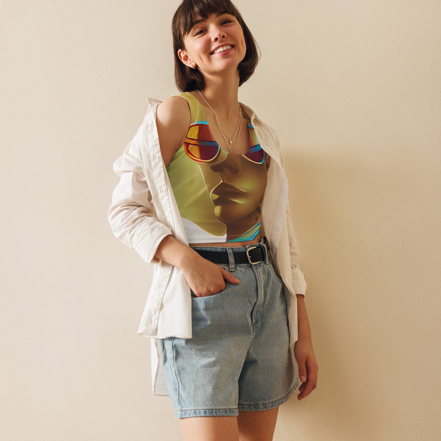 Retro Cool White - Womens Crop Top