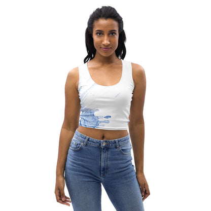 Watercolour Blue Splash - Womens Crop Top