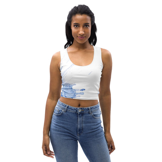Watercolour Blue Splash - Womens Crop Top